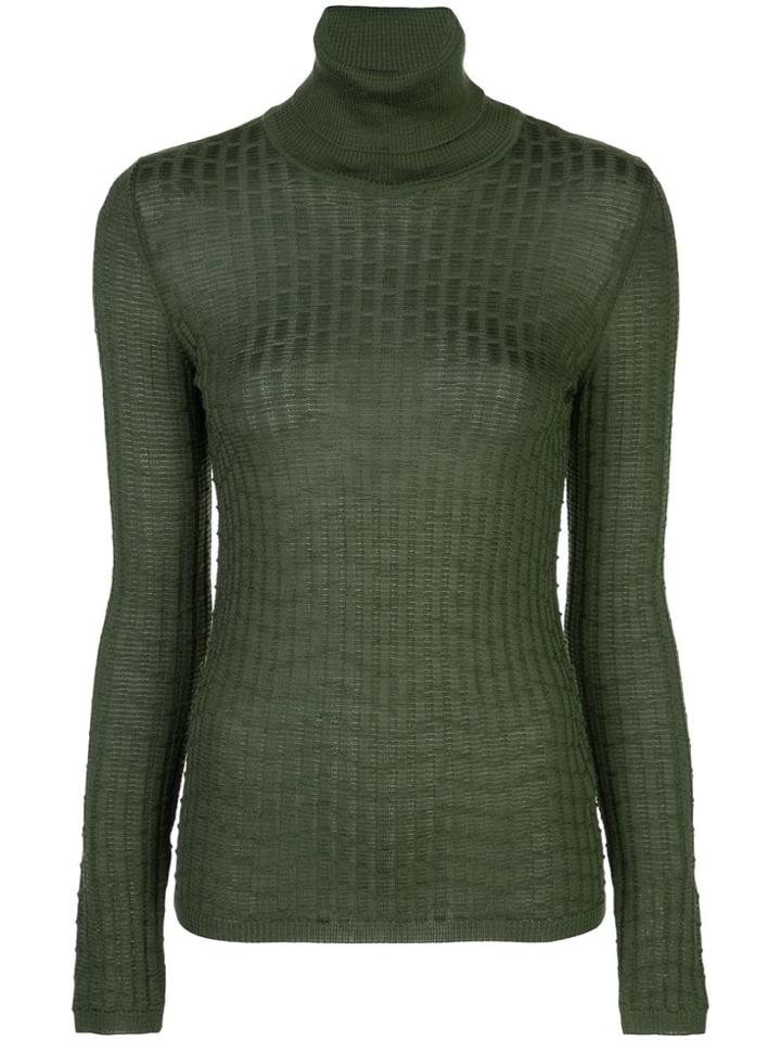 M Missoni Turtleneck Ribbed Knit Jumper - Green