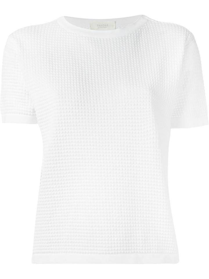 Zanone Shortsleeved Knit Top, Women's, Size: 44, White, Cotton