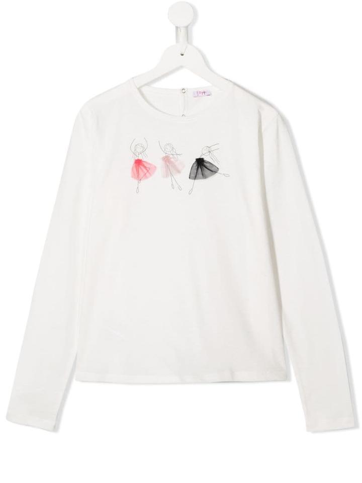 Il Gufo Teen Long Sleeved Ballerina T-shirt - White
