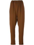 Lucio Vanotti Elasticated Tapered Trousers, Women's, Size: 1, Brown, Virgin Wool/polyester/spandex/elastane