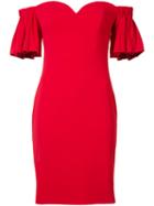 Badgley Mischka - Ruffled Off-shoulders Fitted Dress - Women - Polyester/spandex/elastane - 6, Women's, Red, Polyester/spandex/elastane