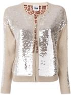 Twin-set Sequinned Zipped Cardigan - Nude & Neutrals