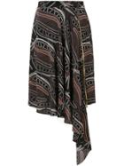 Sophie Theallet Leaf Print Zipped Skirt - Brown