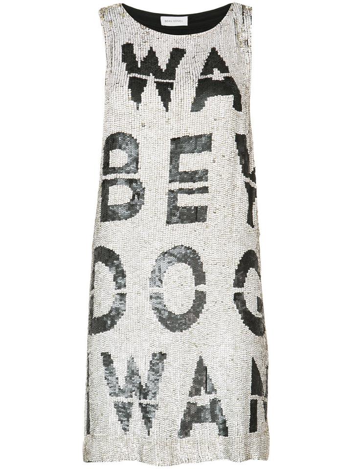 Beau Souci - Sequinned Slogan Dress - Women - Silk/sequin - S, Grey, Silk/sequin