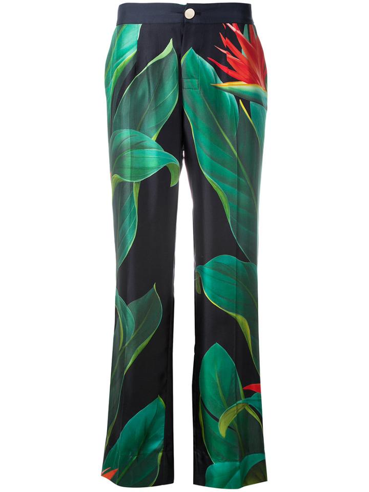 F.r.s For Restless Sleepers Flower Print Straight Trousers, Women's, Size: Large, Black, Silk