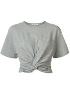 T By Alexander Wang Front Twist T-shirt, Women's, Size: Xs, Grey, Cotton