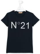 No21 Kids Logo Print T-shirt, Girl's, Size: 14 Yrs, Blue