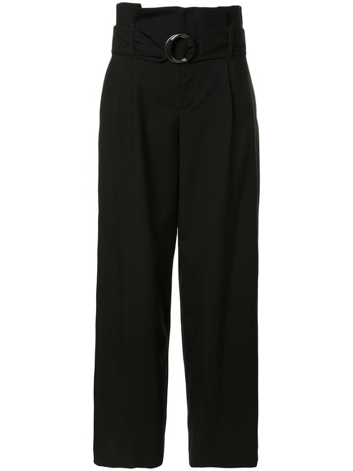 Le Ciel Bleu Belted High-waisted Trousers, Women's, Size: 36, Black, Wool