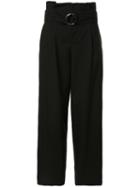 Le Ciel Bleu Belted High-waisted Trousers, Women's, Size: 36, Black, Wool