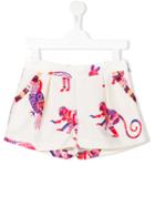 Msgm Kids Animal Print Shorts, Toddler Girl's, Size: 4 Yrs, White