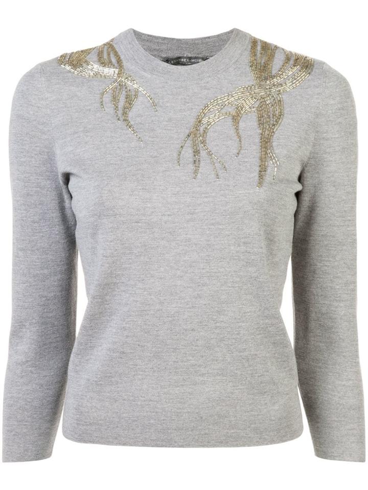 Alexander Mcqueen Embroidered Fitted Sweater - Brown