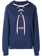 Gcds Lace-up Hoodie - Blue