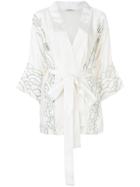 P.a.r.o.s.h. Sequin Dragon Embroidered Kimono Jacket - White