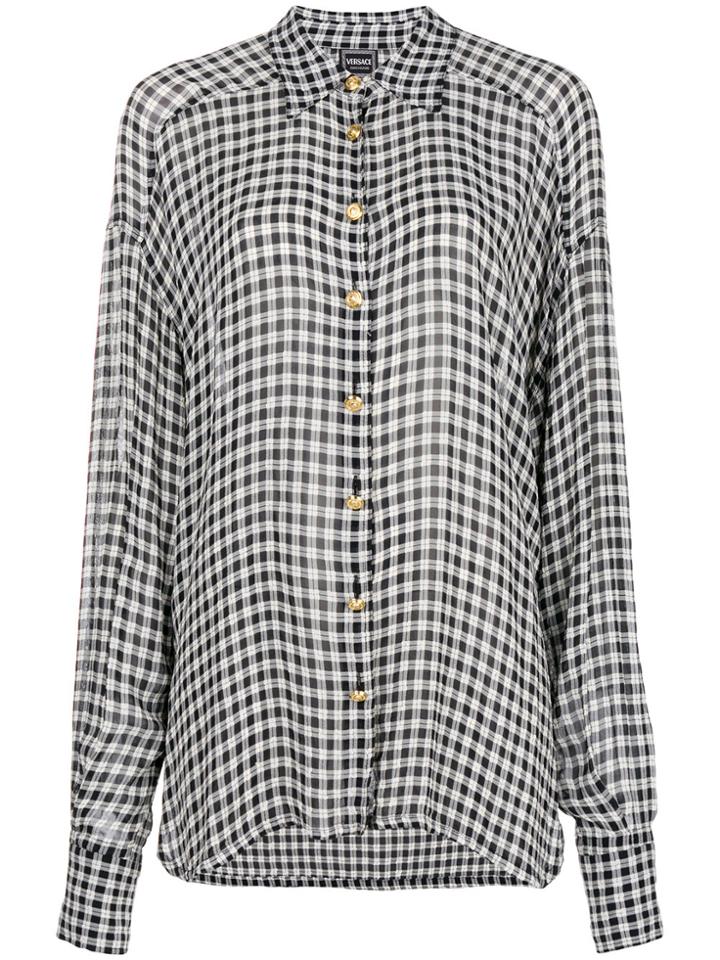 Versace Vintage Gingham Checked Shirt - Black