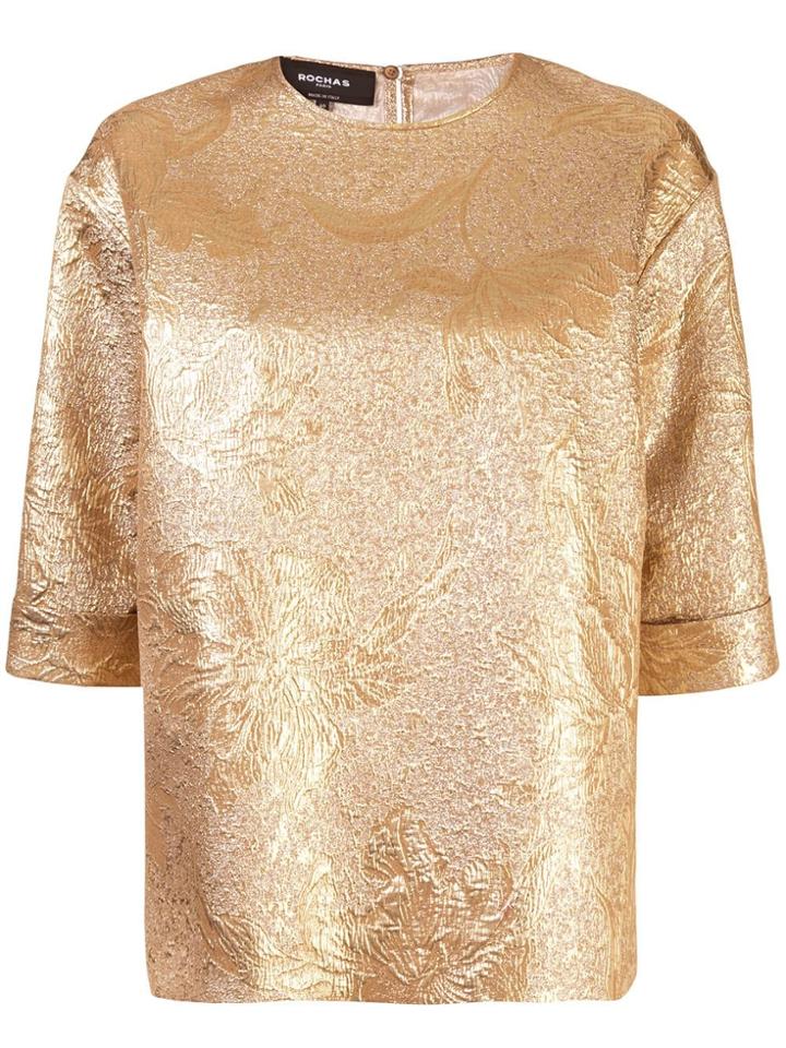 Rochas Onitha Floral Brocade Top - Gold