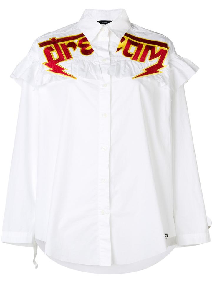 Diesel Slogan Embroidered Shirt - White