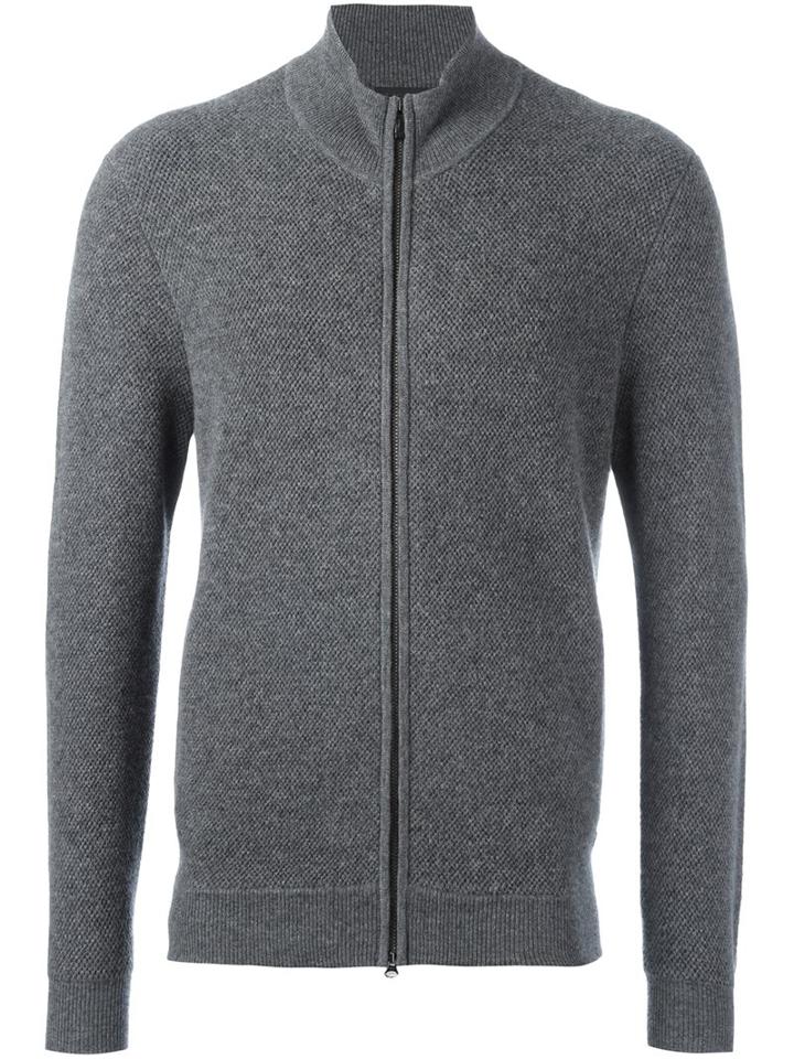 Z Zegna Zipped Cardigan, Men's, Size: Small, Grey, Polyamide/cashmere