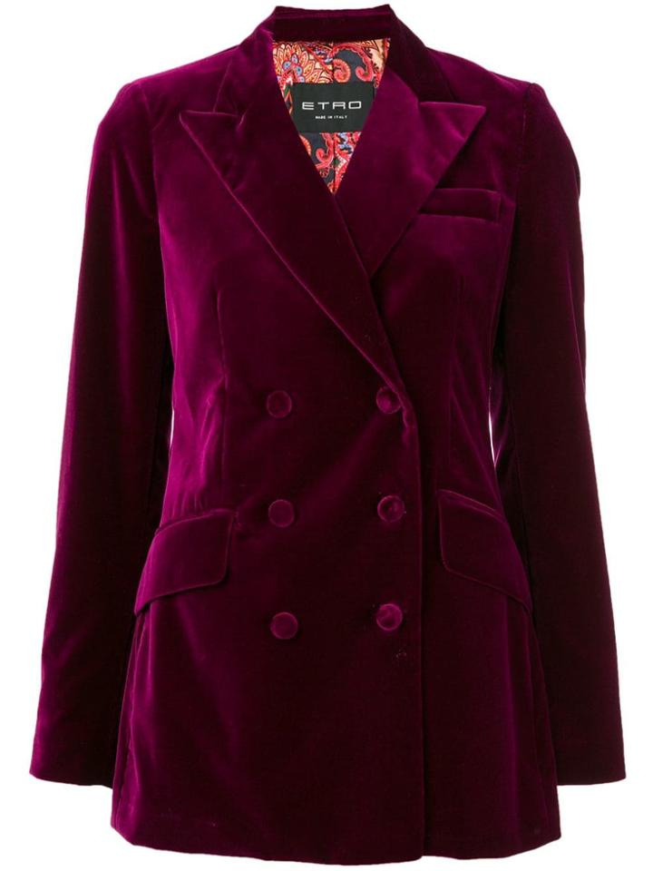 Etro Double-breasted Fitted Blazer - Pink & Purple