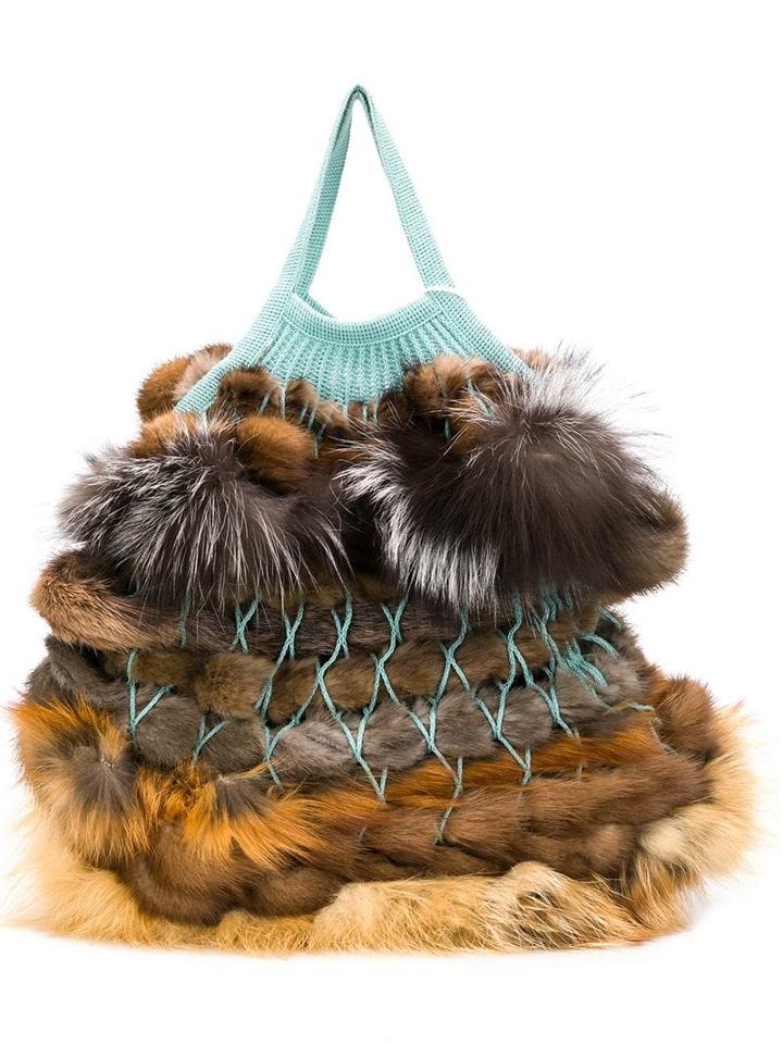 Liska Danak Fur Trimmed Bag - Brown