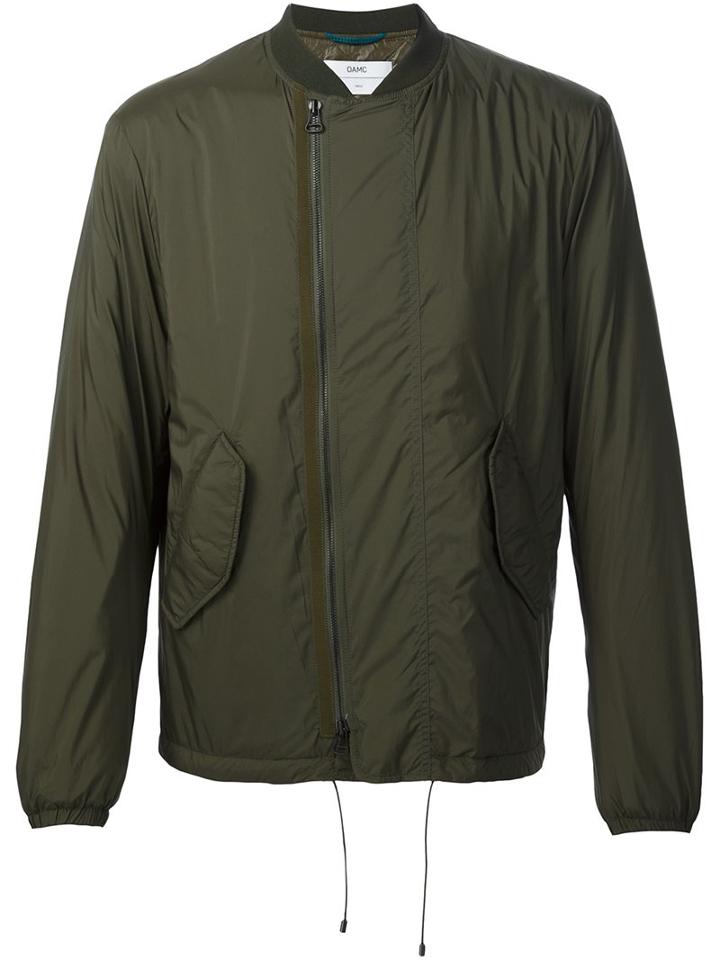 Oamc Side Zip Bomber Jacket, Men's, Size: Xl, Green, Polyamide/polyester/nylon/polyurethane