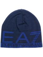 Ea7 Emporio Armani Logo Knit Cap - Blue