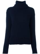 &daughter Turtleneck Ribbed Jumper, Women's, Size: Medium, Blue, Virgin Wool