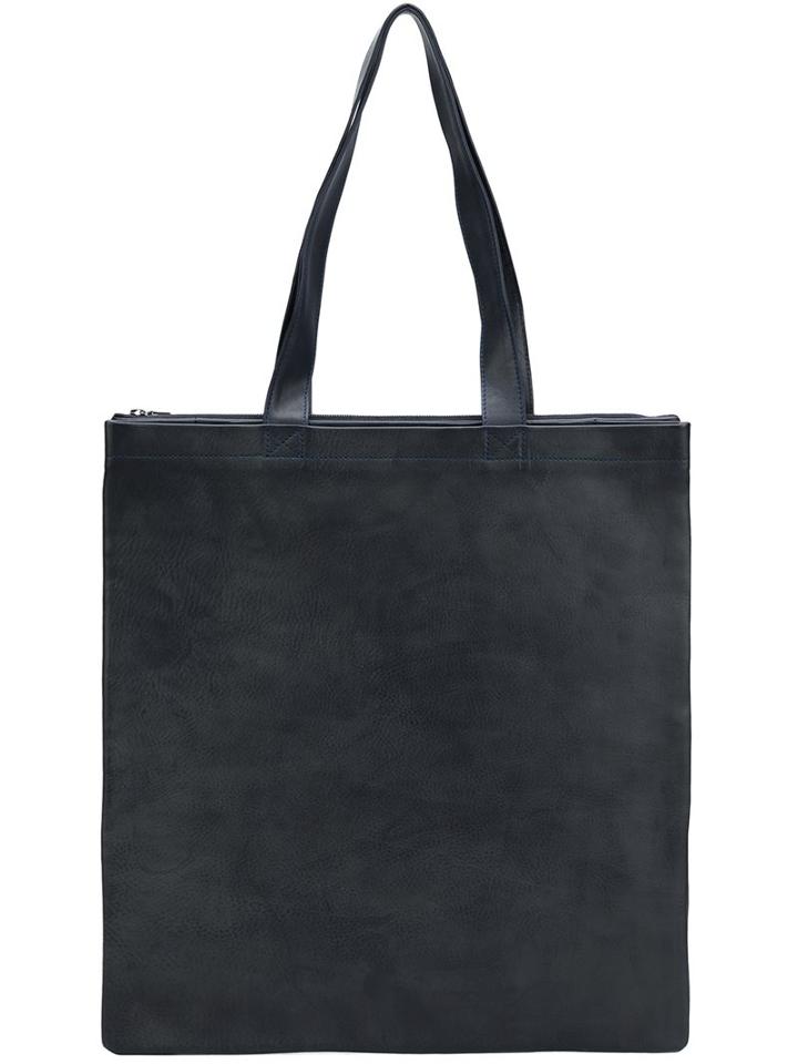 Isaac Reina Large Slim Tote, Men's, Blue, Calf Leather