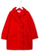 Simonetta Ruffled Trim Coat, Toddler Girl's, Size: 4 Yrs, Red