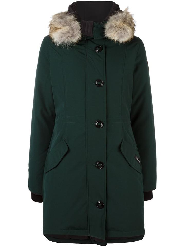 Canada Goose Buttoned Parka Coat, Women's, Size: Medium, Green, Cotton/nylon/polyester/duck Feathers
