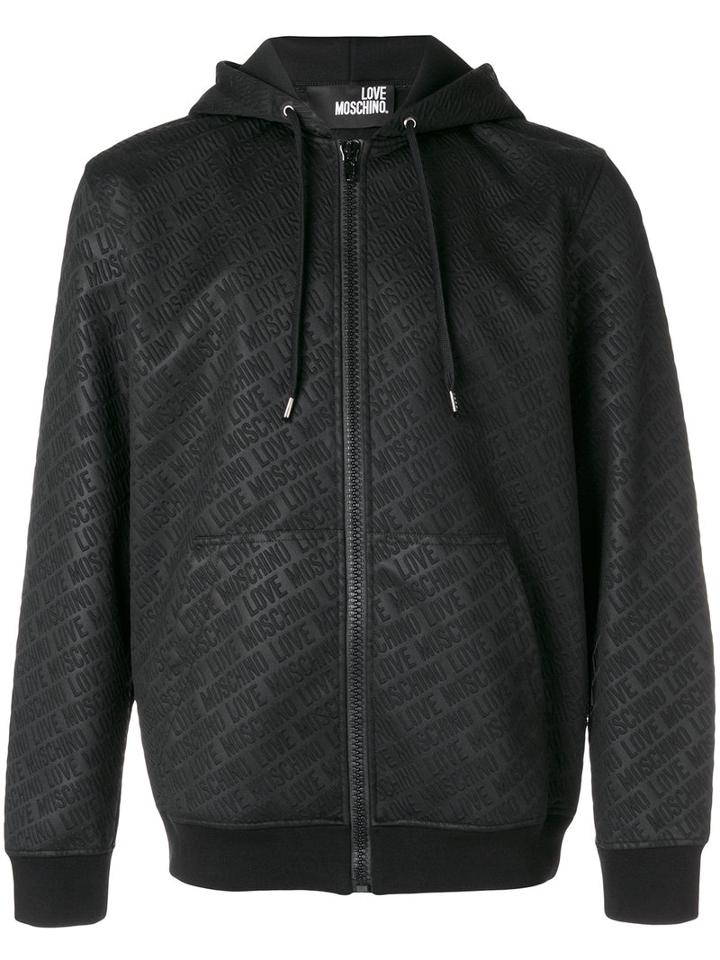 Love Moschino - Branded Hooded Zip-up Jacket - Men - Polyester/cotton/spandex/elastane - M, Black, Polyester/cotton/spandex/elastane