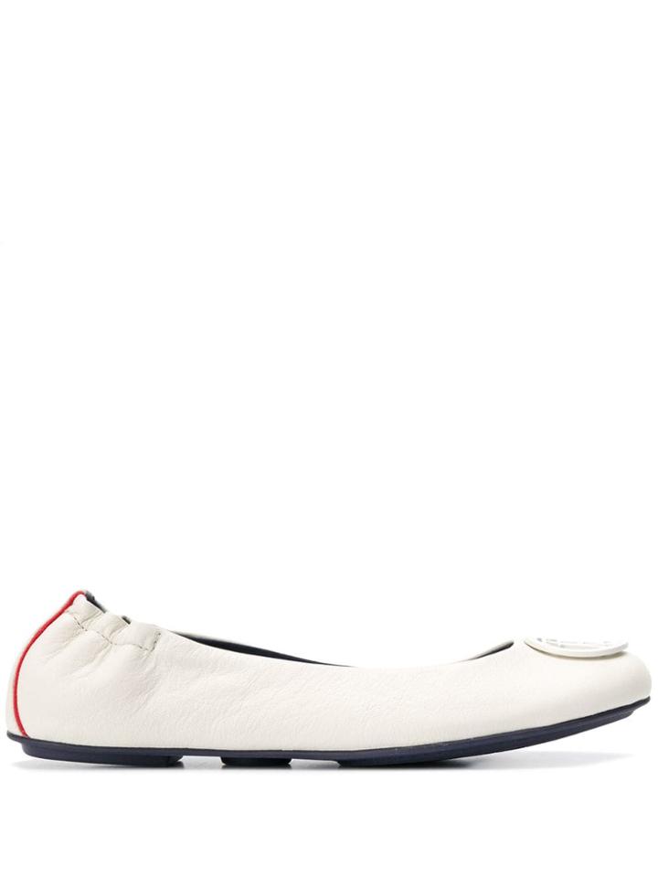 Tommy Hilfiger Logo Plaque Ballerina Pumps - White