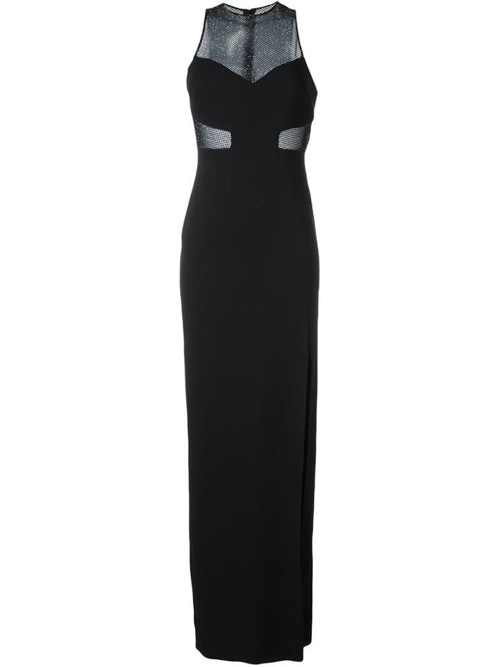 Emanuel Ungaro Mesh Panel Column Dress, Women's, Size: 40, Black, Viscose/spandex/elastane/polyester