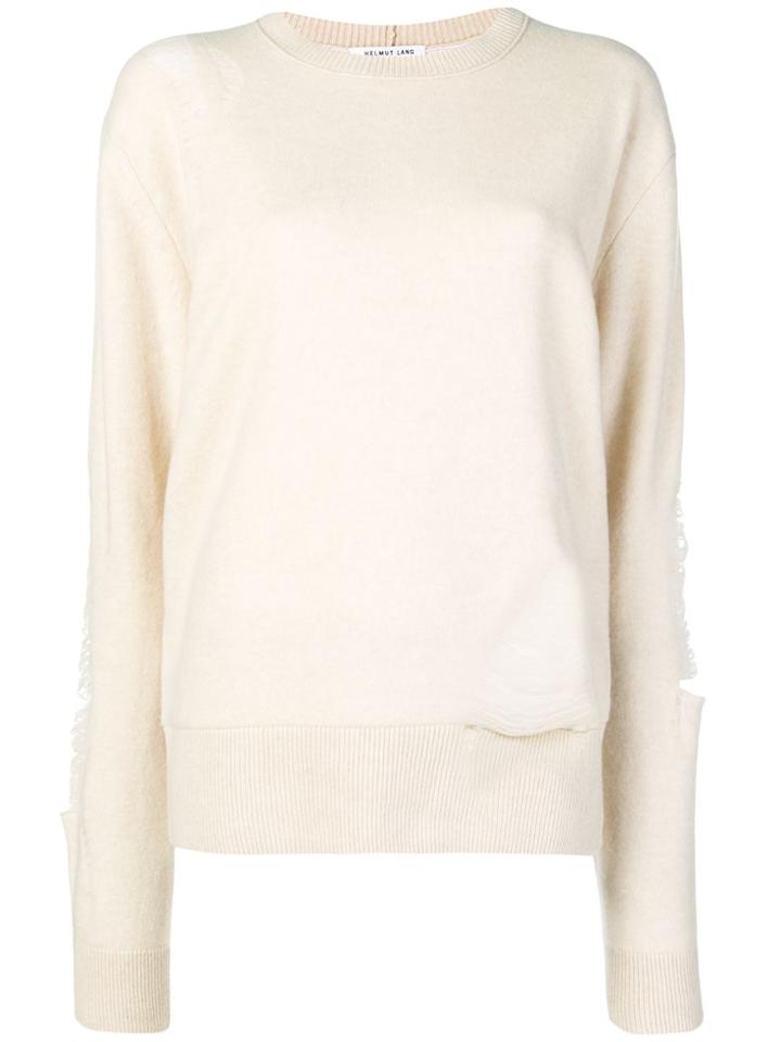 Helmut Lang Distressed Oversized Jumper - White