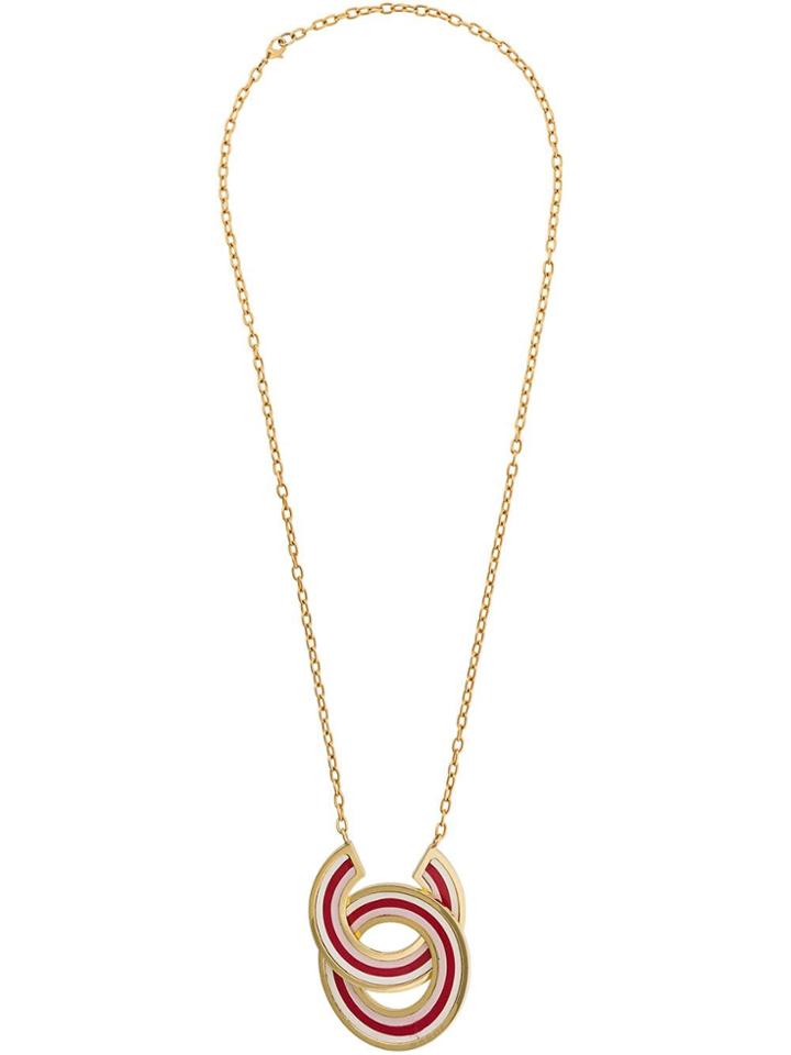 Marni Leather Rings Necklace - Gold
