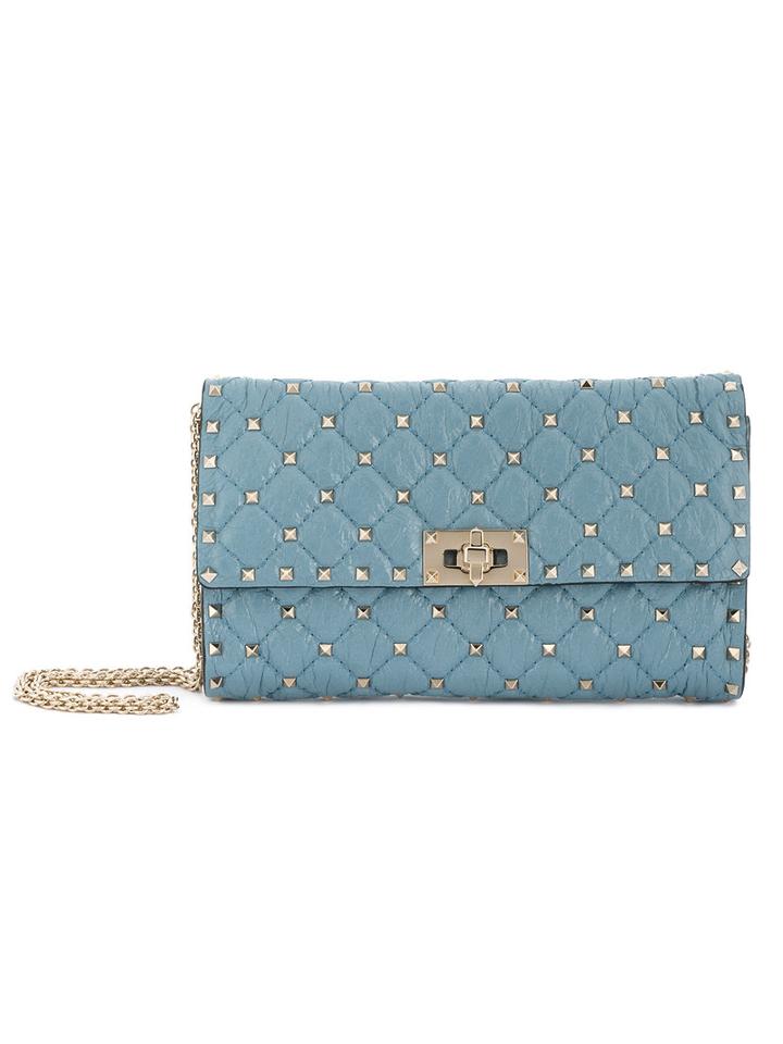 Valentino - Valentino Garavani Rockstud Spike Crossbody Bag - Women - Leather/metal - One Size, Blue, Leather/metal