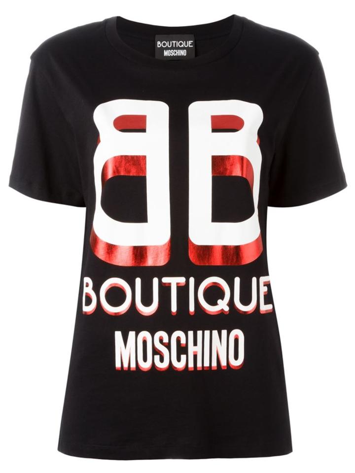 Boutique Moschino Logo Print T-shirt, Women's, Size: 40, Black, Cotton