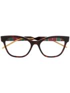 Gucci Eyewear Web Details Glasses - Brown