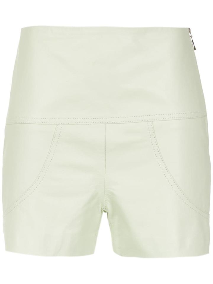 Clé Leather High Waist Shorts - Green
