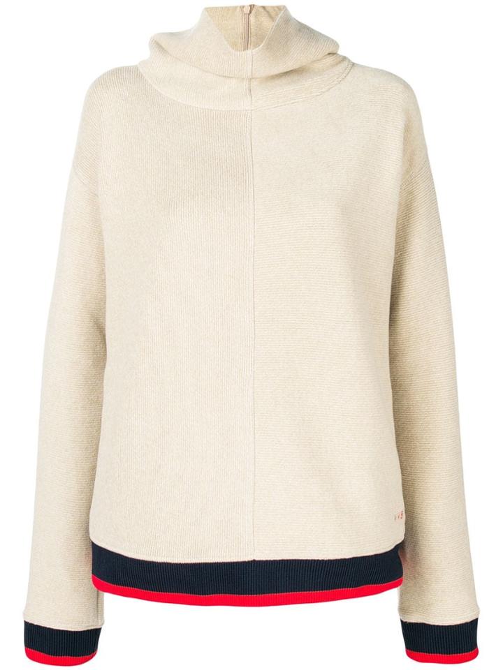 Victoria Victoria Beckham Contrasting Hem Sweater - Brown