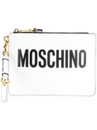 Moschino Logo Print Clutch - White