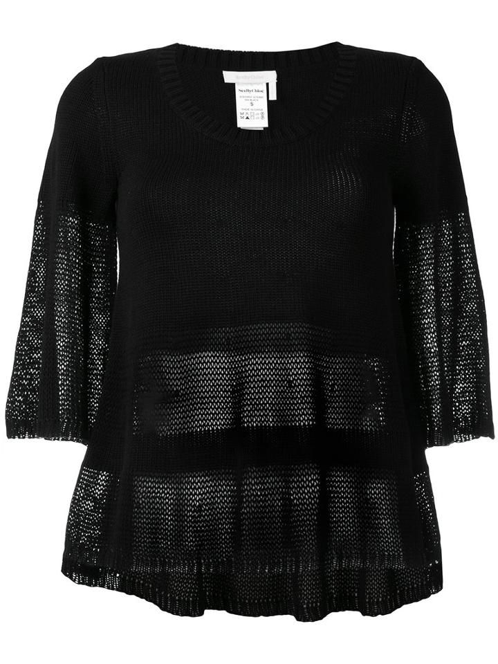 See By Chloé Knit Top, Women's, Size: Medium, Black, Cotton