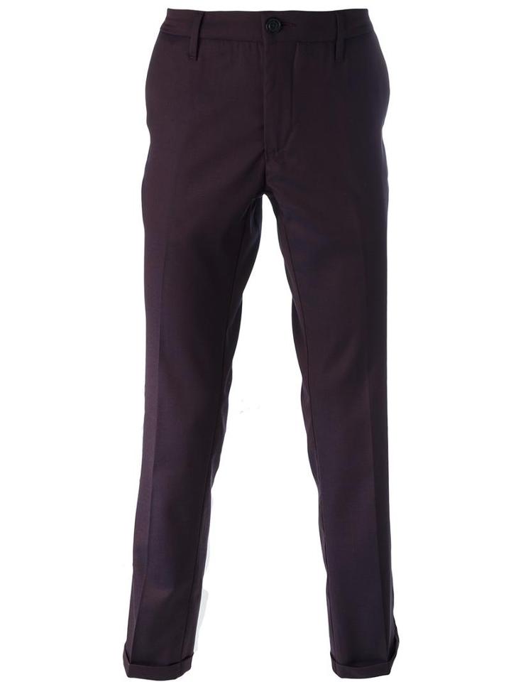 Pence Slim Tailored Trousers, Men's, Size: 48, Red, Virgin Wool