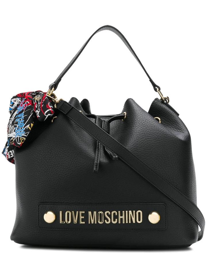 Love Moschino Printed Scarf Charm Tote - Black