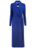 Maison Margiela Fitted Long Length Coat, Women's, Size: 40, Blue, Cotton/viscose/cashmere/virgin Wool
