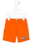Moschino Kids Embroidered Logo Shorts, Boy's, Size: 18-24 Mth, Yellow/orange