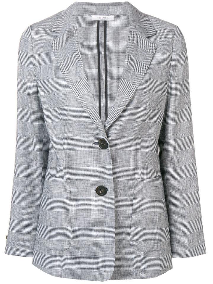 Peserico Check Button Blazer - Grey