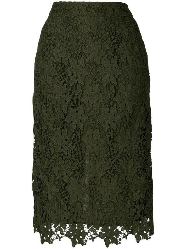Essentiel Antwerp Lace Embroidered Midi Skirt - Green