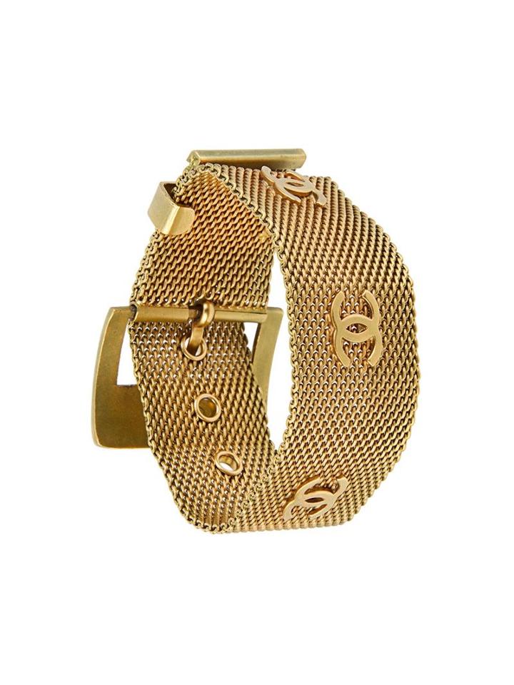 Chanel Vintage Cc Logo Belt Bracelet, Women's, Metallic