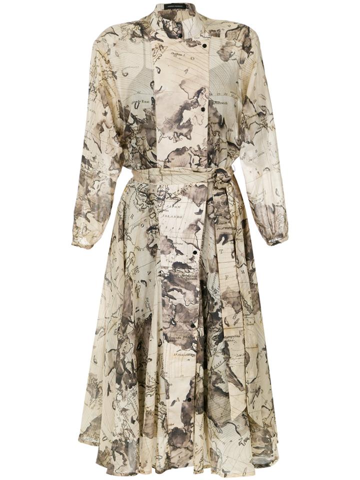 Andrea Marques Map Print Press Stud Dress - Unavailable