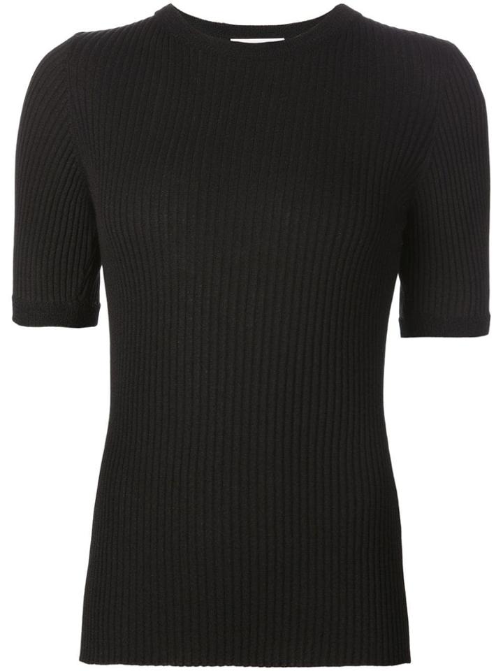 Beau Souci Ribbed Short Sleeve Sweater - Black